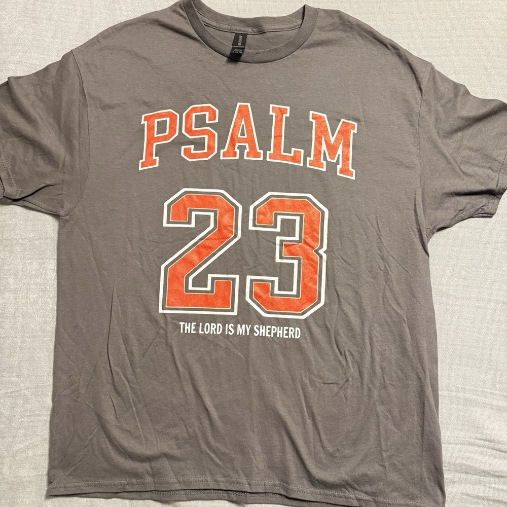 Psalm 23 T-Shirt The Lord Is‎ My Shepherd Christian Varsity Number Tee Faith XL